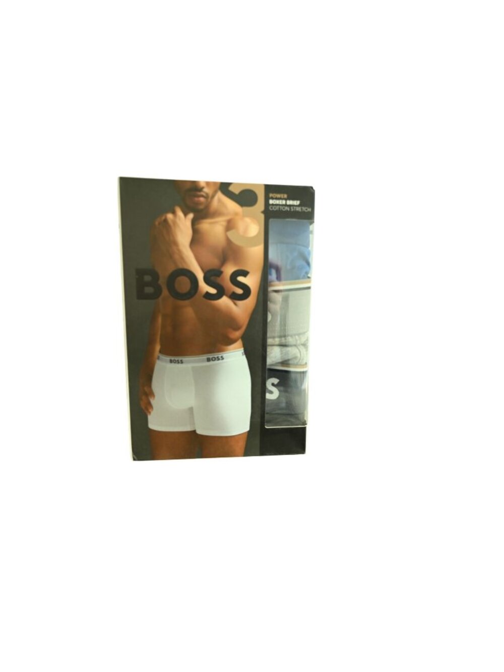 NIB Boss Power Boxer Briefs Sz S Blue Gray Cotton Stretch Underwear 3 Count